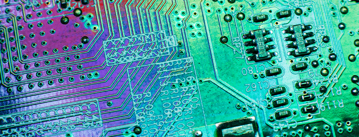 close up of multi colored micro chip