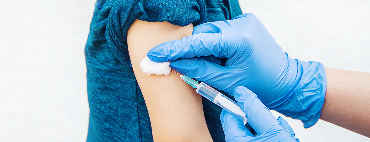 close up of child getting an injection