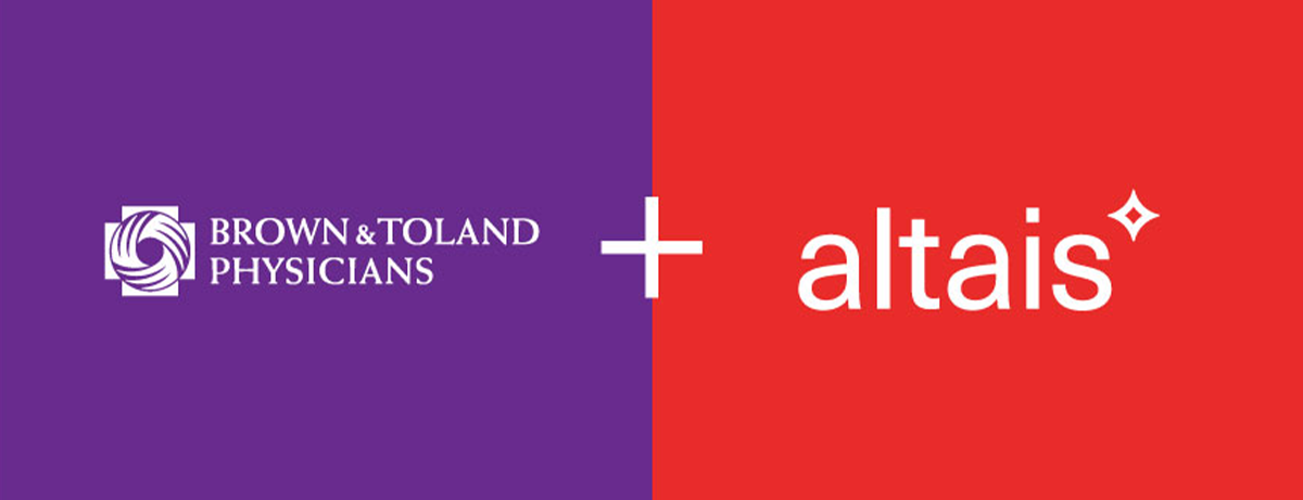 brown and toland logo plus altais logo on purple and red