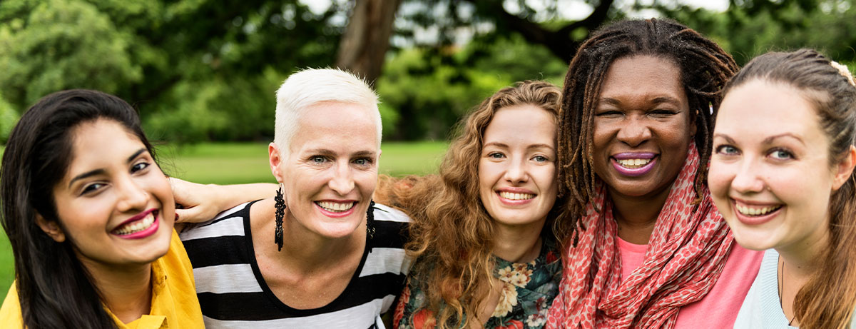 group of 5 smiling women