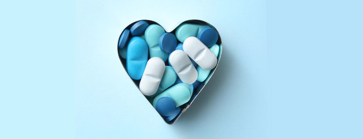 blue pills in heart shape