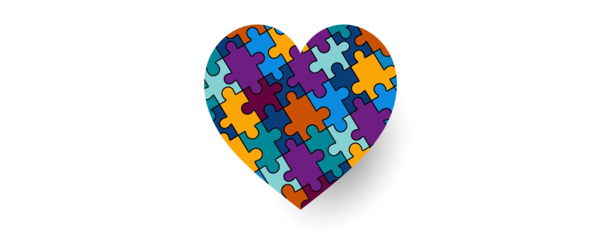 Multicolored heart puzzle