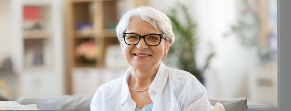 older woman wearing glasses